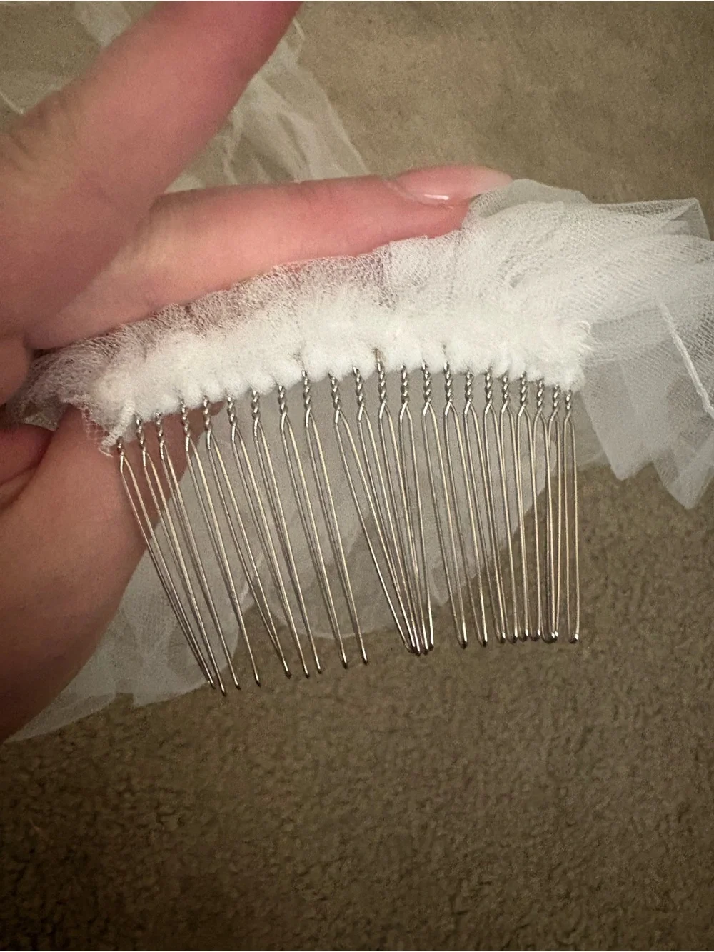 White Bridal Veil with Comb